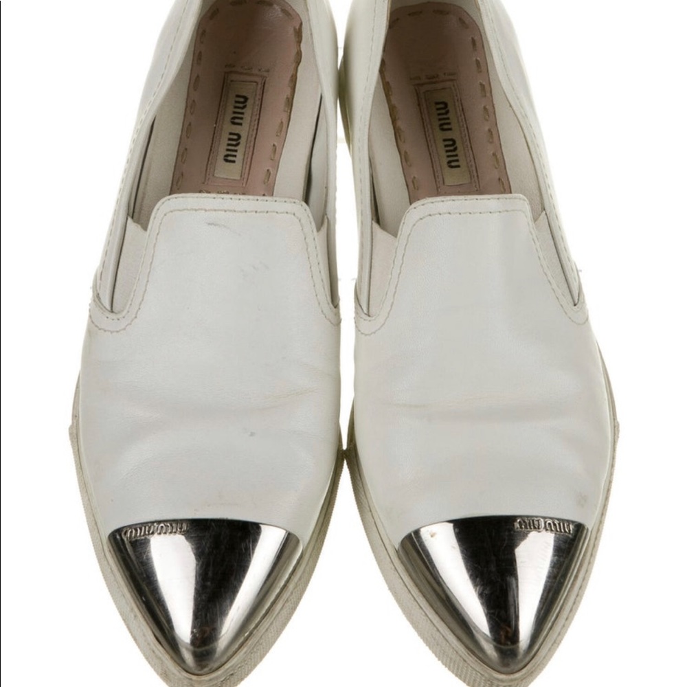 Miu Miu Leather Slip On Sneakers